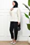 Cream Buttoned Bat Sleeve Terikoton Shirt - 3
