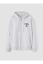 Xside Gray Hooded Oversize Women's Zippered Sweatshirt - 5