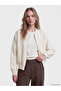 Lcw Vision White Oversize Women's Zippered Sweatshirt