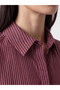 Texx Store Quality Lcw Everyday Burgundy Striped Oversize Women's Shirt Tunic - 3