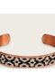Cream black square motif thin copper bracelet, adjustable - 4