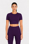 Women's Purple Polyamide Crop T-Shirt and High Waist Gathering Leggings Set