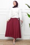 Burgundy Elastic Waist Skirt - 2