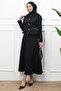 Black Buttoned Jacket Skirt Suit - 4