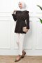 Brown Drawstring Waist Shawl Collar Zippered Modal Tunic - 3