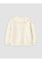 Ecru Polo Collar Printed Girls' Thick Sweatshirt - 3