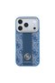 iPhone 18 Pro Case Original Licensed M-Safeli Leather 4g Patterned Stripe Lettering Logo Cover Blue - 3