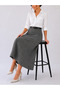 Belt Detail Midi Size Bol Smoked Tape Patterned Woven Skirt - 2