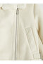 Xside Beige Fur Collar Women's Suede Look Coat - 8