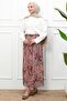 Powder Color Elastic Waist Floral Patterned Chiffon Skirt - 4