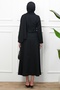 Black Buttoned Jacket Skirt Suit - 5