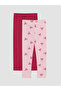 Pink Bow Patterned Girls' Tights, Pack of 2