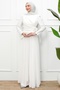 White Draped Front Evening Dress - 4