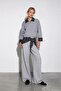 Gray Plaid Detailed Wide Leg Trousers - 3