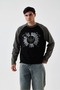 Double Color Eagle Printed Detailed Oversize Long Sleeve Tshirt
