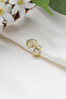 Curved Stone Steel Earrings - 4
