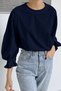 Women's Modern Cut, Thin Sleeve Detailed Oversize Basic Blouse