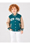 Boys' Petrol Green Printed College Jacket (3-Strand Thick Fabric)