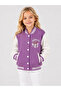 Girls' Kuromi Printed College Jacket (3-Striped) Thick-Winterwear