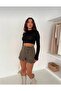 Houndstooth Patterned Short Skirt - 3