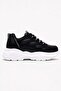 Side Ring Patterned Women's Sports Shoes Black White Silvery - 2