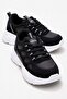 Side Ring Patterned Women's Sports Shoes Black White Silvery