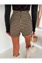 Houndstooth Patterned Short Skirt - 4