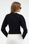 Women's Long Sleeve Fitted Black Crop Blouse - 5