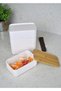 3-Piece Wooden Lid Lunch Box 2 Liter Storage Container - Zebra - 3