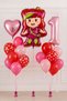 Party 1 Year Old Strawberry Shortcake Themed Birthday Balloon Set |   Rakam Foil + Pink Heart |   Red Pink Spotted Balloon