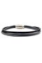 Black Gray Original Leather 3 Row Silver Color Magnetic Clip Men's Bracelet M069A