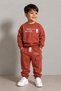Mojo baby boy 1-4 years patterned tracksuit set - brick red