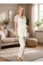 New Season Ecru Buttoned Design with Breastfeeding Feature, Short Sleeve Lace Detailed Maternity Pajama Set - 3