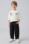 Boy's 1-7 Years Old Teddy Bear Printed Seasonal Sweatshirt Ecru - 3