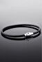 Black Original Fine Leather Silver Color Clip Minimalist Men's Bracelet M072D