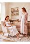 New Season Ecru Powder Summer Patterned Lace Detailed Special Design Breastfeeding Feature 100% Cotton Maternity Nightgown Set - 7