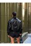New Season Women's Zra Oversize Stand Collar Leather Jacket - 7