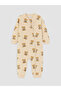 Lcw Baby Beige Crew Neck Baby Boy Sleeping Bag Cotton Patterned Long Sleeve