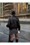 New Season Women's Zra Oversize Stand Collar Leather Jacket - 5