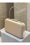 Light Skin Matte Leather Silver Metal Detailed Chain Strap Women's Evening Dress Bag Wedding Engagement Graduation - 2