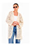 Women's Openwork Knitted Long Loose Cardigan with Tassel Detail - 2