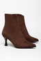 Mira Brown Suede Pointed Toe Women's Heeled Boots - 2
