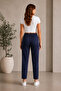 Black Modal Fabric Balloon Model Ribbed Front Comfortable Fit Pants - 3
