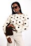 Cream Floral Patterned Openwork Knitwear 6048 - 2