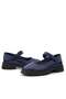 Rakerplus 120-Lr Navy Blue Patent Leather Velcro Thick Sole Girls' School Shoes - 3