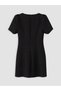 Black Balloon Sleeve Mini Dress with Waist Belt - 7