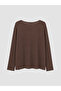 Peak New Season Brown Plus Size U-Neck Patterned Blouse - 5
