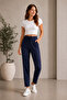 Black Modal Fabric Balloon Model Ribbed Front Comfortable Fit Pants