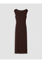 Peak New Season Brown Boat Neck Ruched Lace Dress - 7
