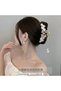Women's Silver Color Zircon Stone Butterfly and Flower Figured Pearl Dangle Metal Hairpin